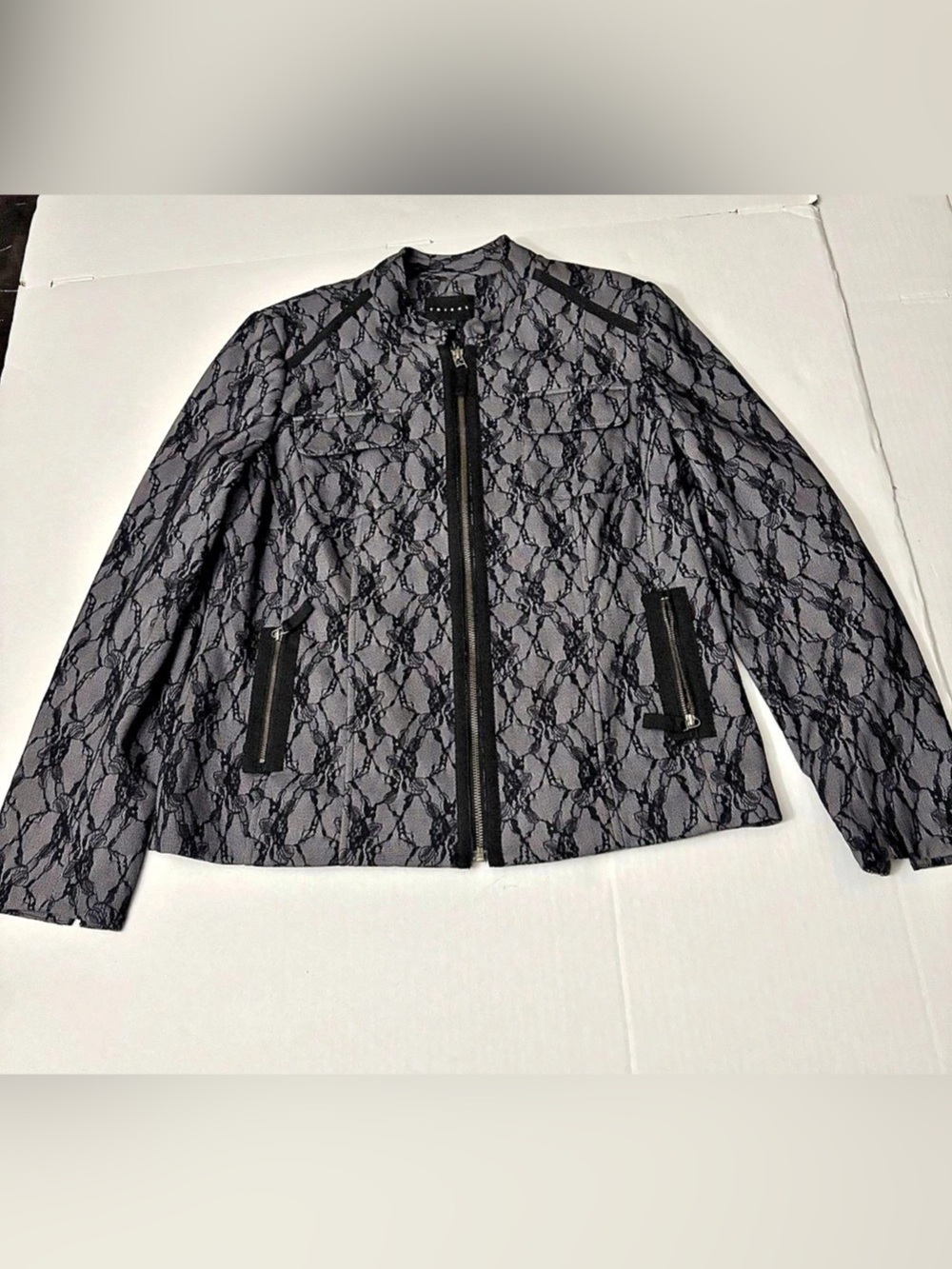 Tribal Black and Gray Full Zip Blazer Jacket Women’s Size 12